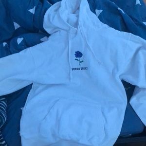 YoursTruly White Blue Rose Hoodie